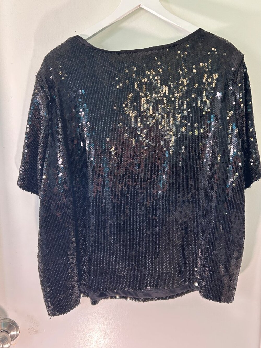 NWT Carmen Marc Valvo Woman 2X Black Sequin Top Plus Size Party Blouse - Picture 5 of 12